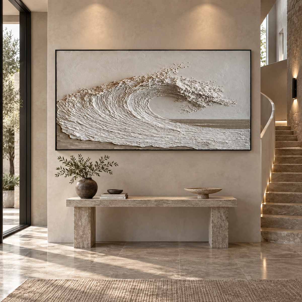 Ocean Wave Relief-Textured Abstract Painting