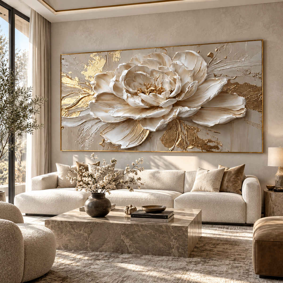 Golden Peony-Luxury Floral Painting
