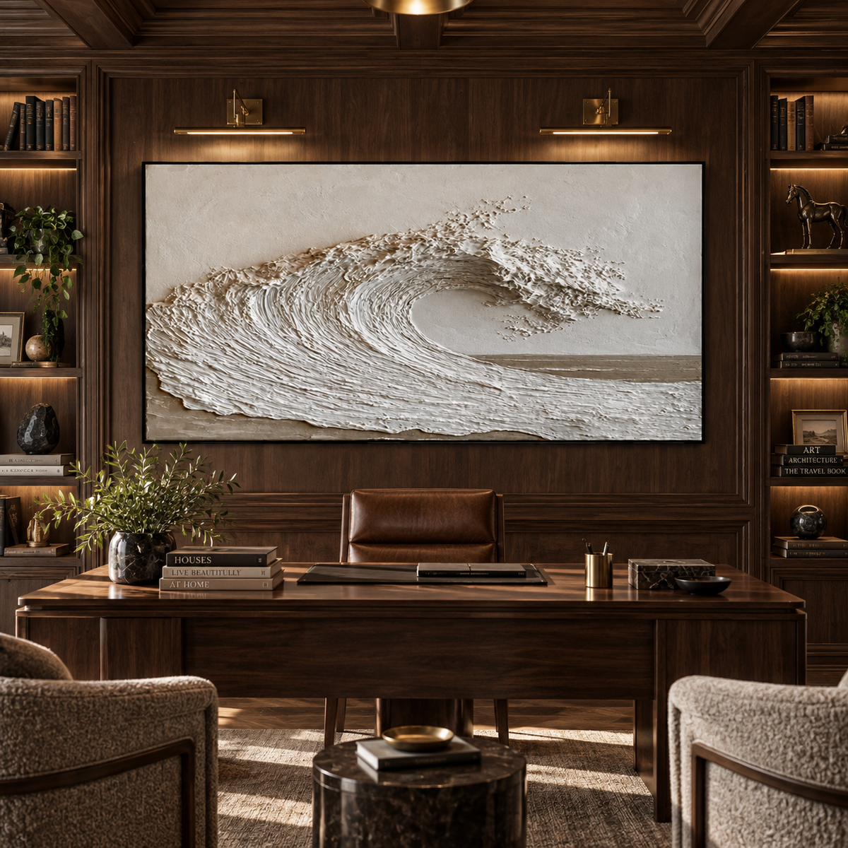 Ocean Wave Relief-Textured Abstract Painting