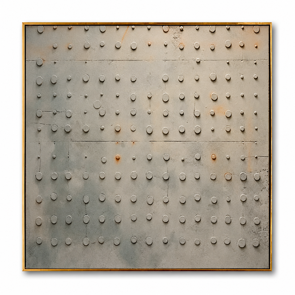 Silver Grid Rhythm-Textured Geometric Abstract Painting