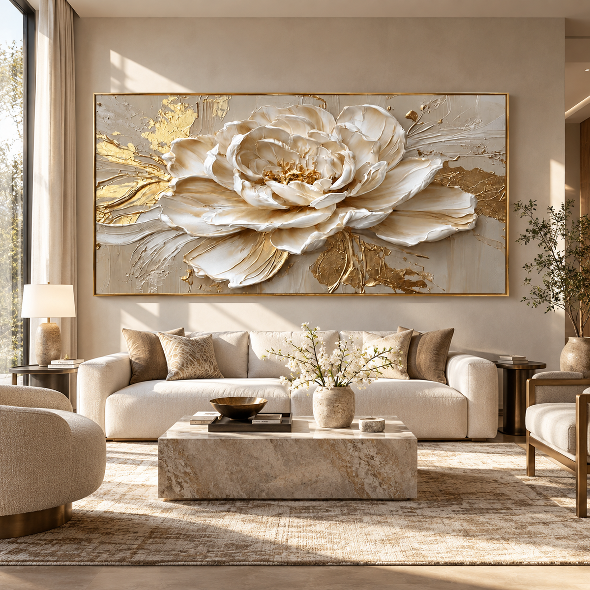 Golden Peony-Luxury Floral Painting