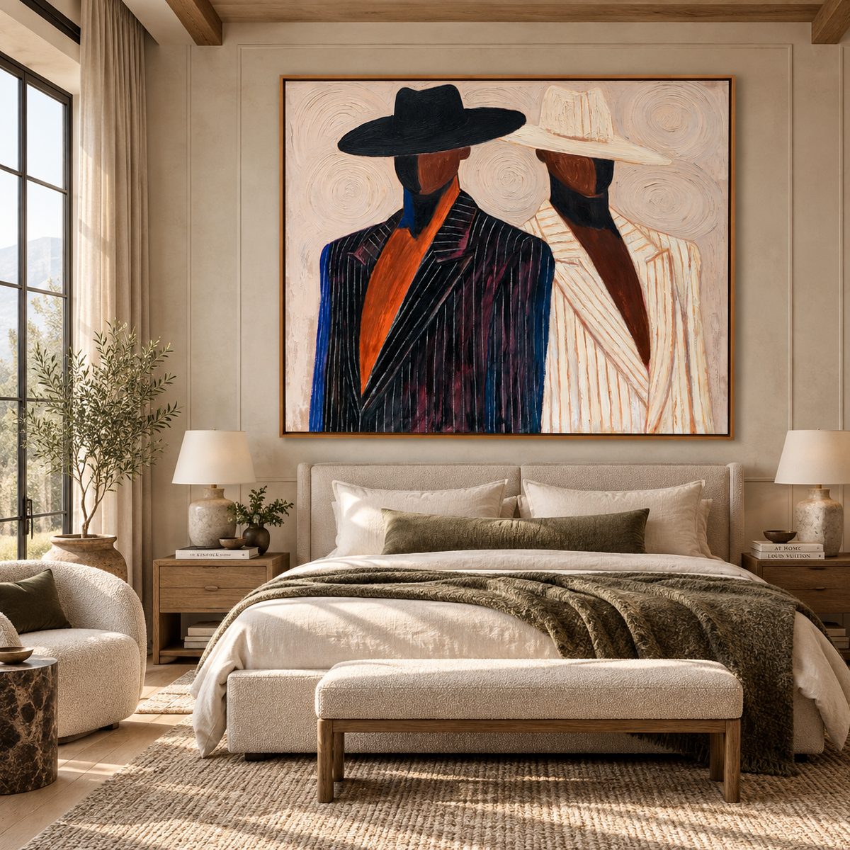 Western Elegance-Cowboy Duo Portrait Painting