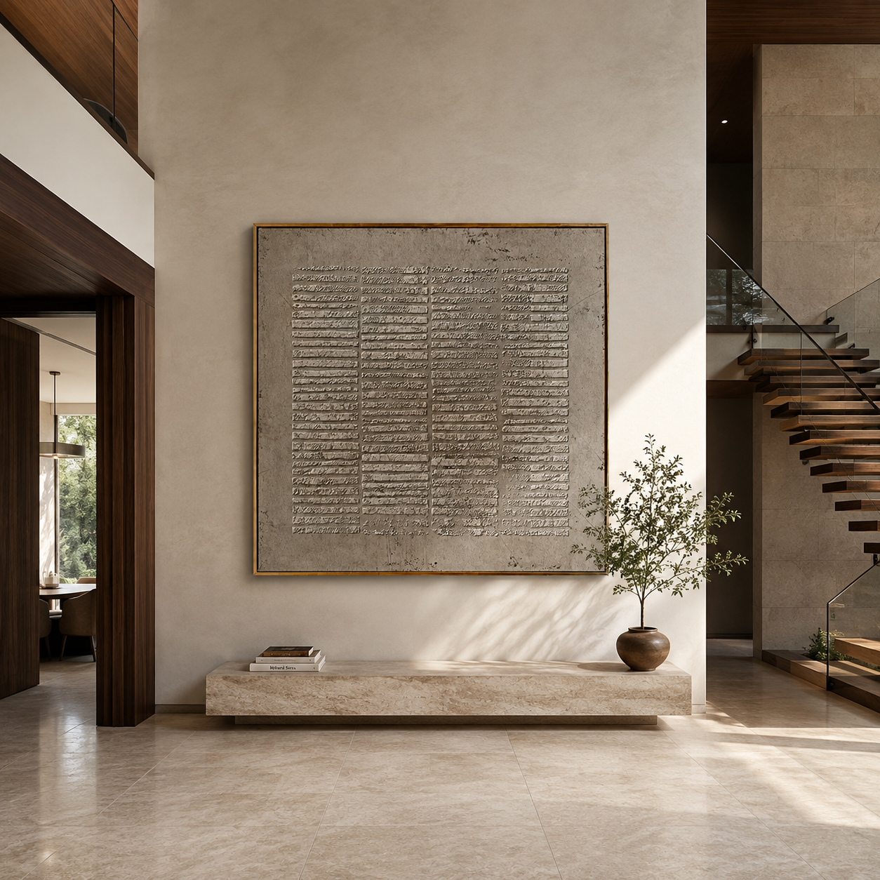 Stone Script-Gray Textured Abstract Painting