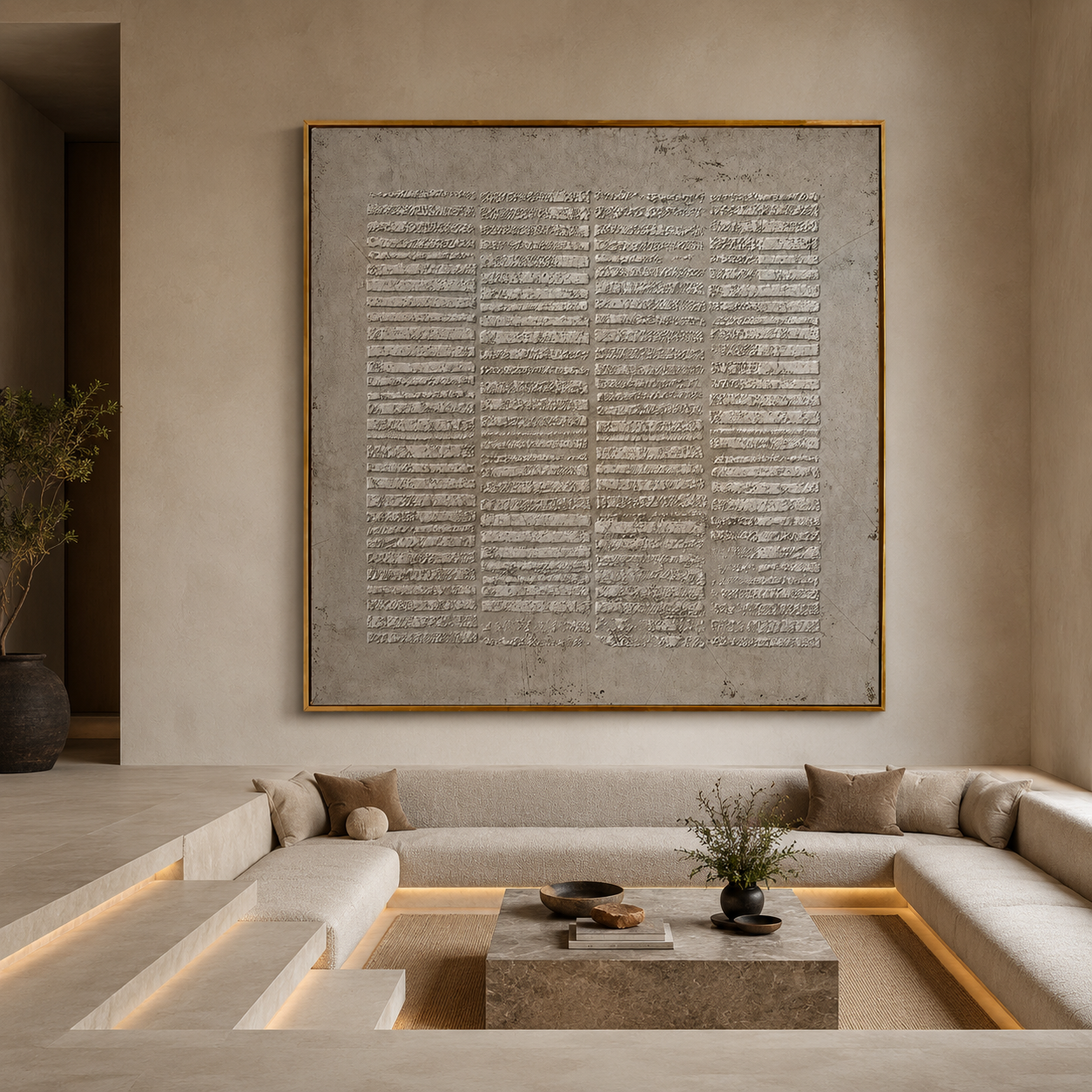 Stone Script-Gray Textured Abstract Painting