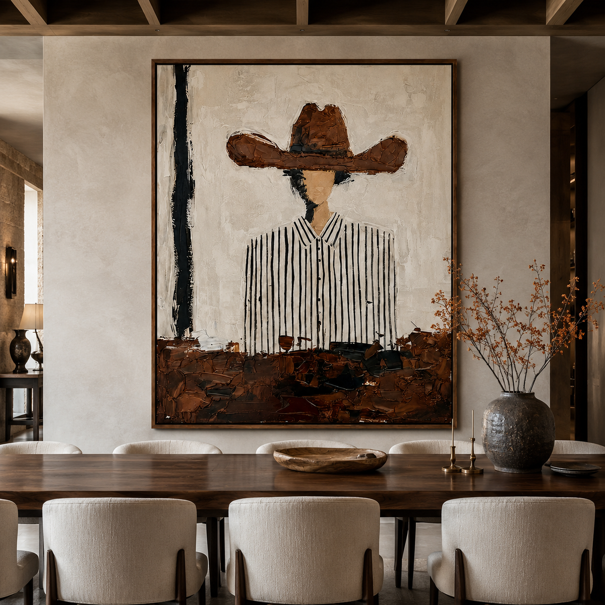 Western Stripes-Cowboy Portrait Painting
