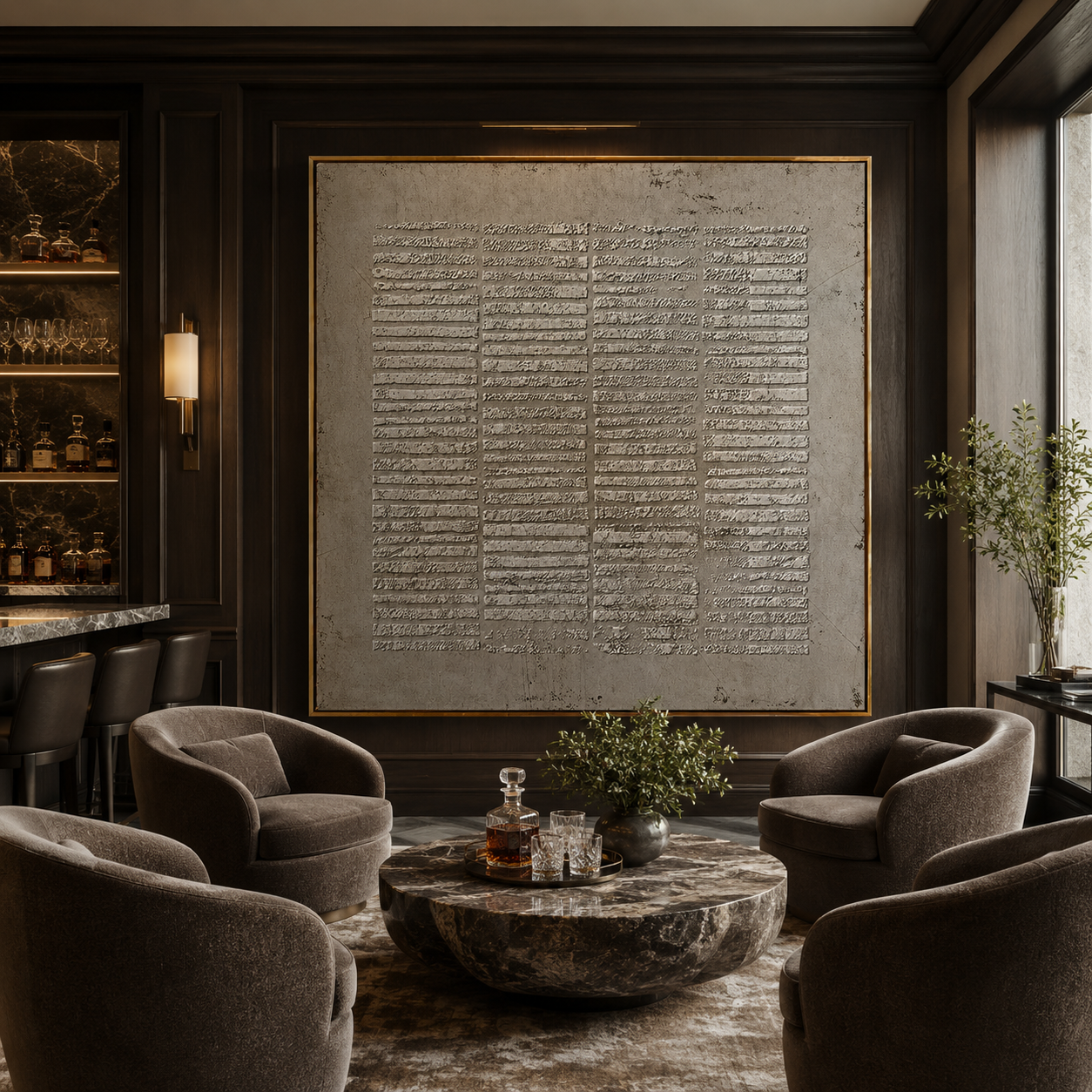Stone Script-Gray Textured Abstract Painting