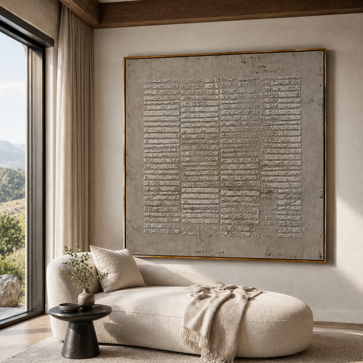 Stone Script-Gray Textured Abstract Painting