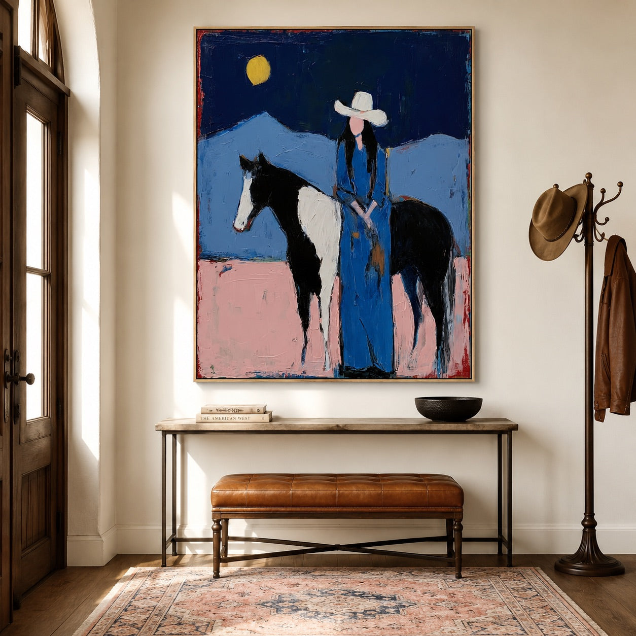 Blue Moon-Pinto Horse Cowgirl Painting
