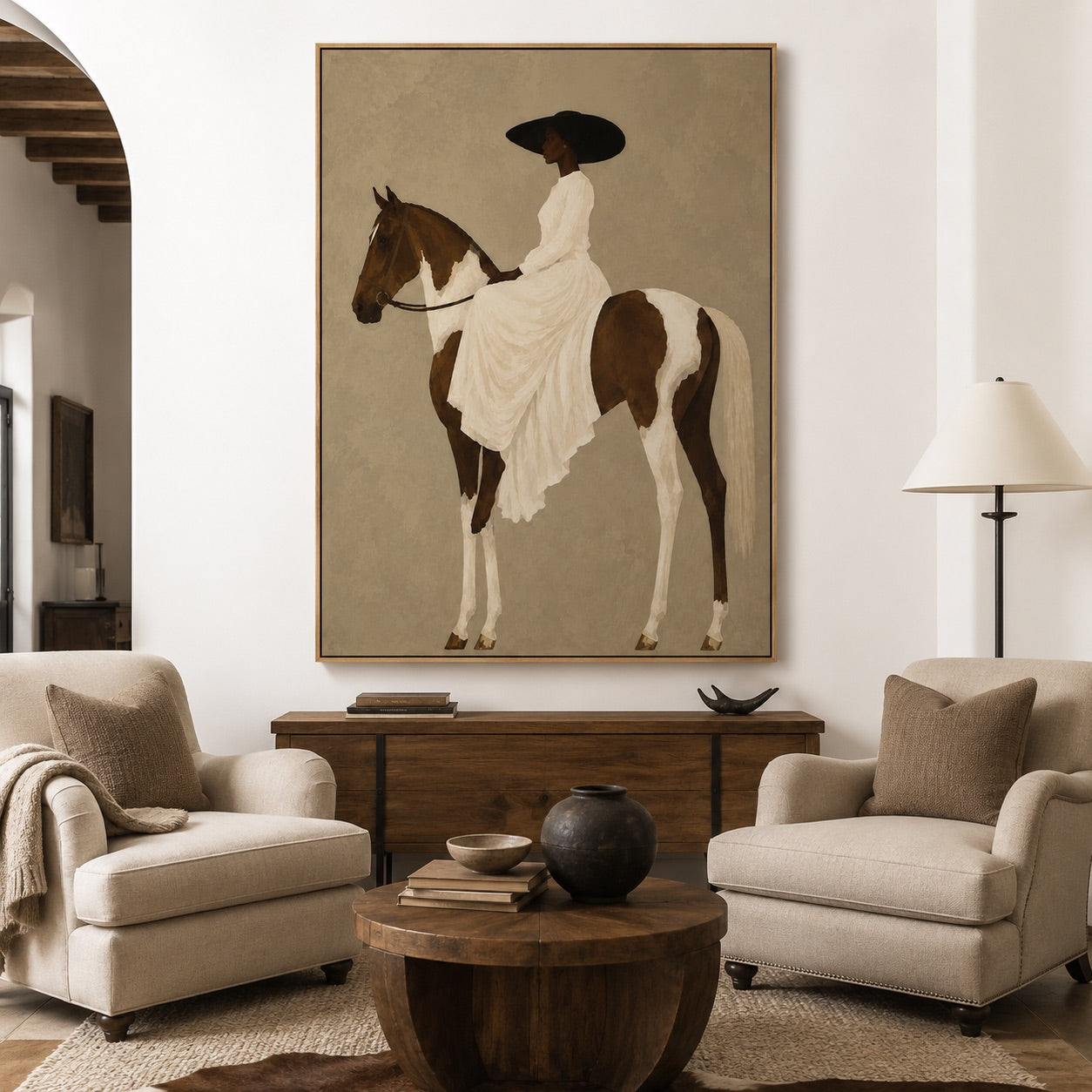 Ivory Reins-Elegant Equestrian Woman Painting