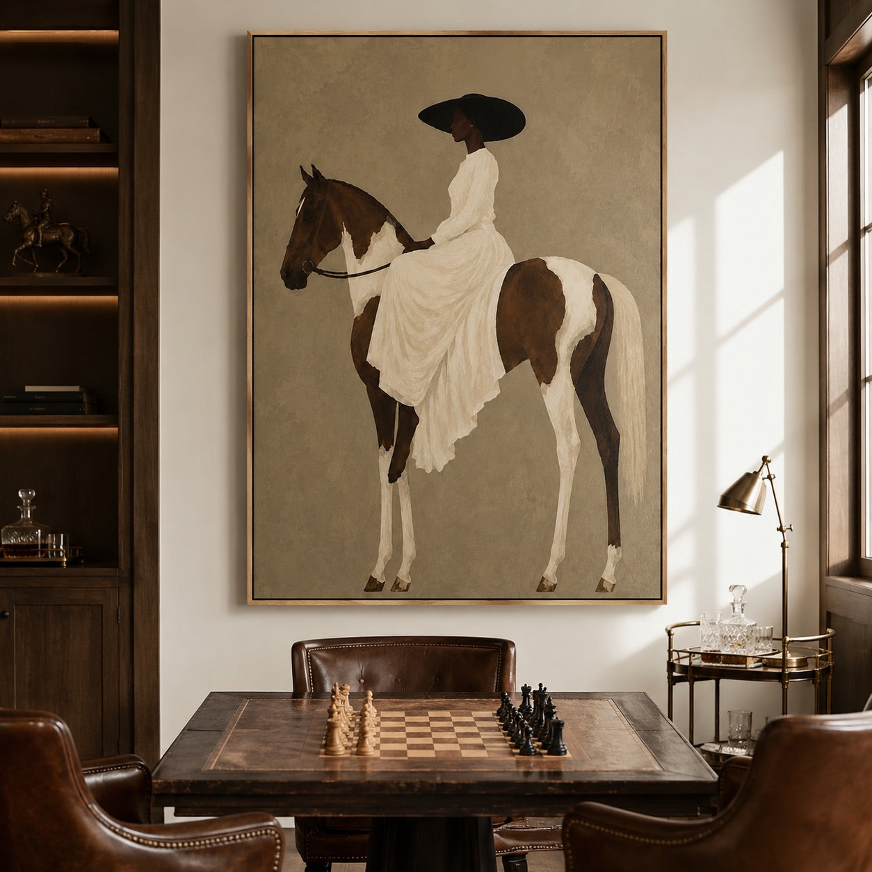 Ivory Reins-Elegant Equestrian Woman Painting