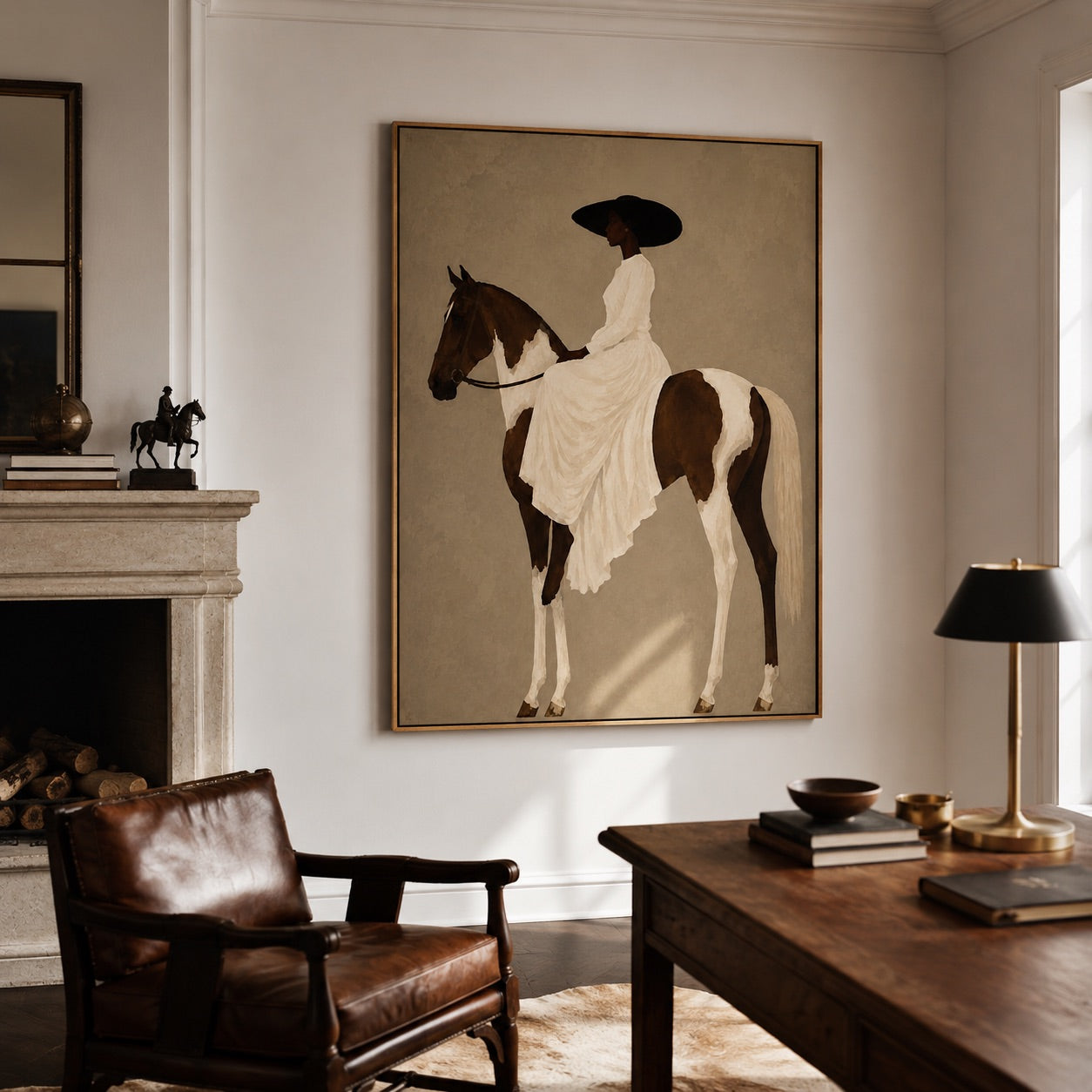 Ivory Reins-Elegant Equestrian Woman Painting