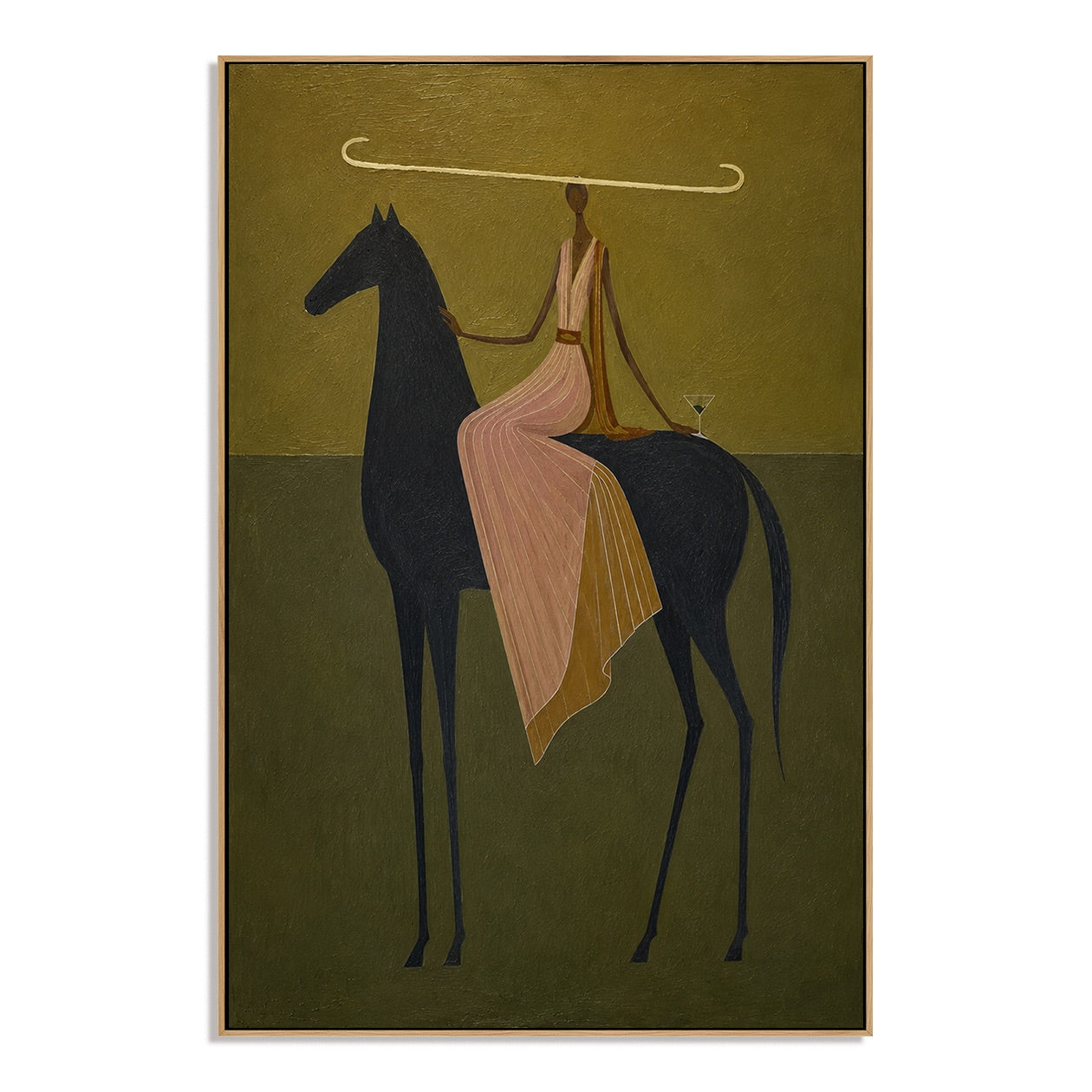 Olive Horizon-Long Hat Equestrian Painting