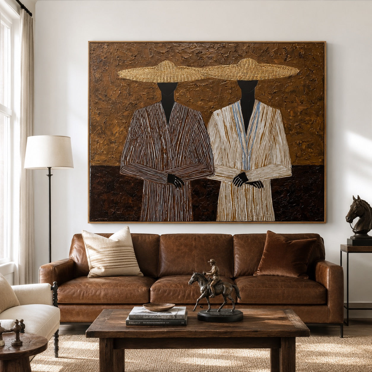 Woven Silence-Straw Hat Duo Painting