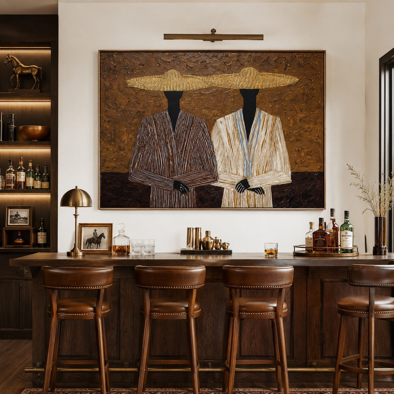 Woven Silence-Straw Hat Duo Painting