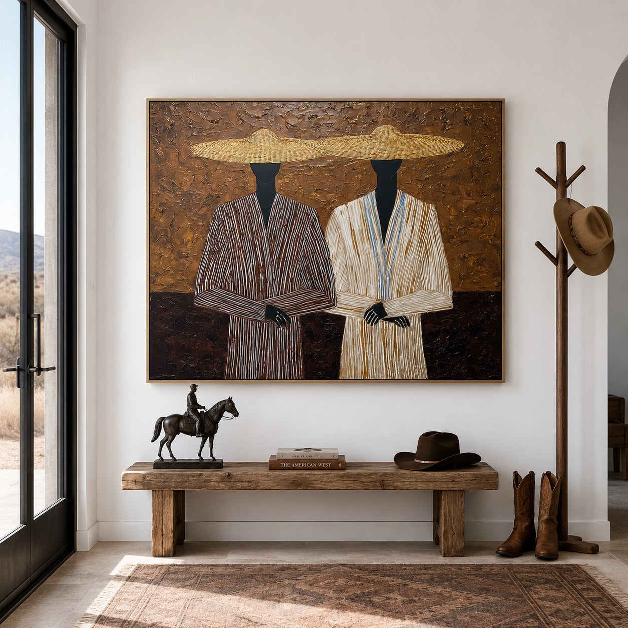 Woven Silence-Straw Hat Duo Painting