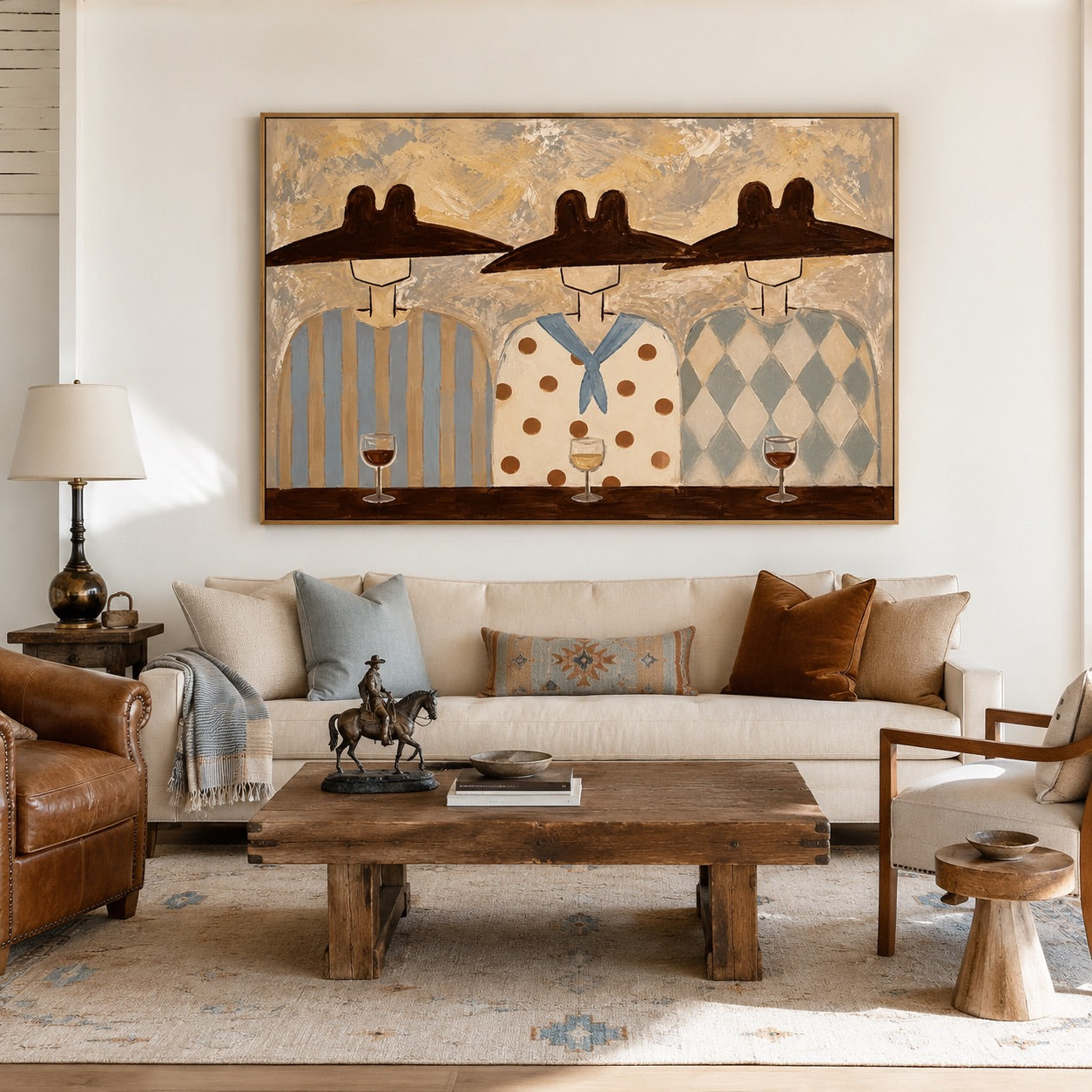 Three Hatters-Western Folk Figure Painting