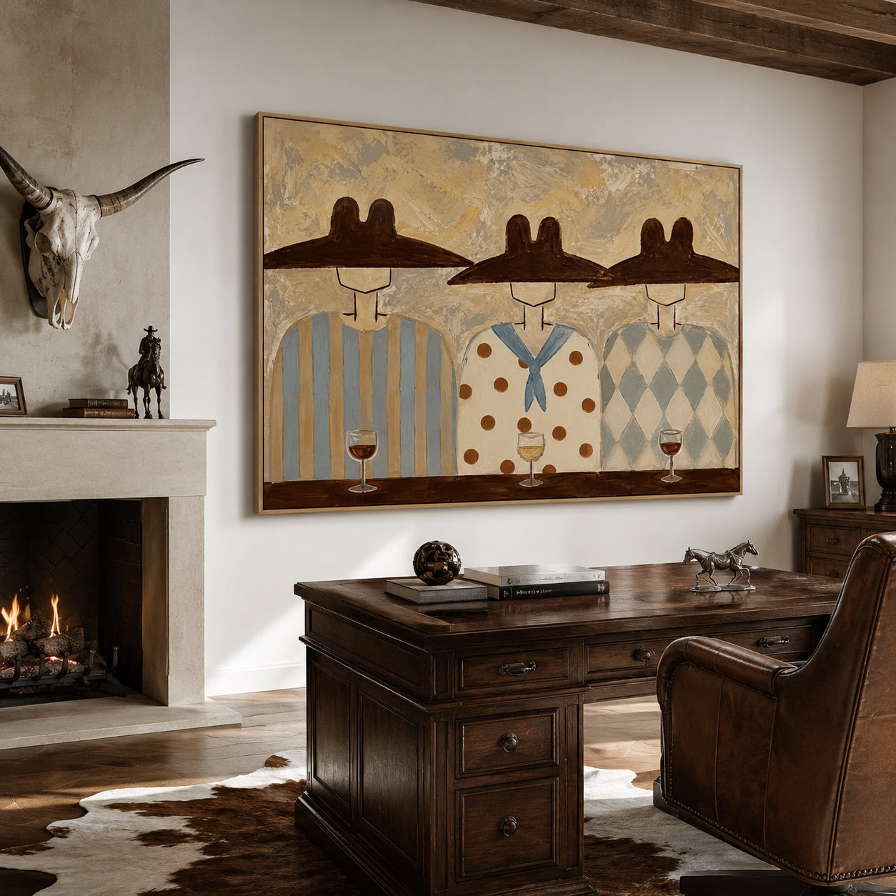Three Hatters-Western Folk Figure Painting