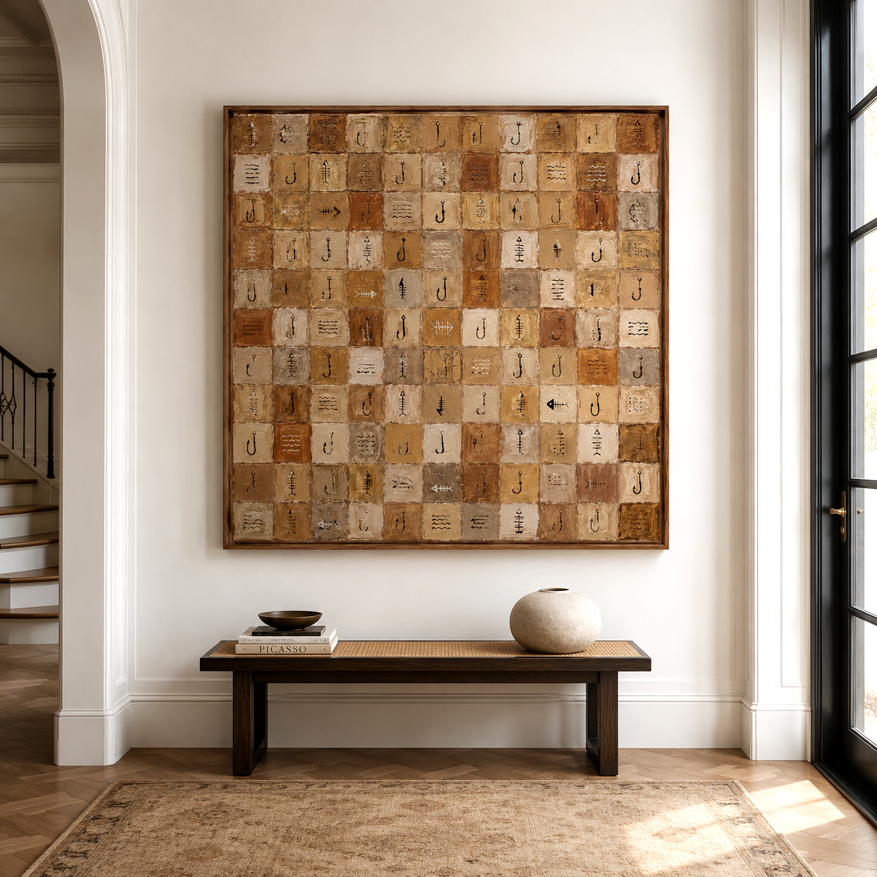 Angler Mosaic-Fishing Symbol Textured Painting
