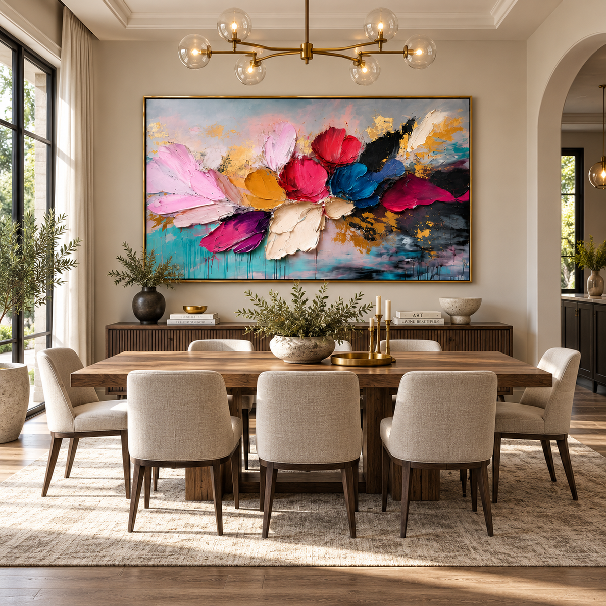 Blooming Harmony-Colorful Floral Abstract Painting