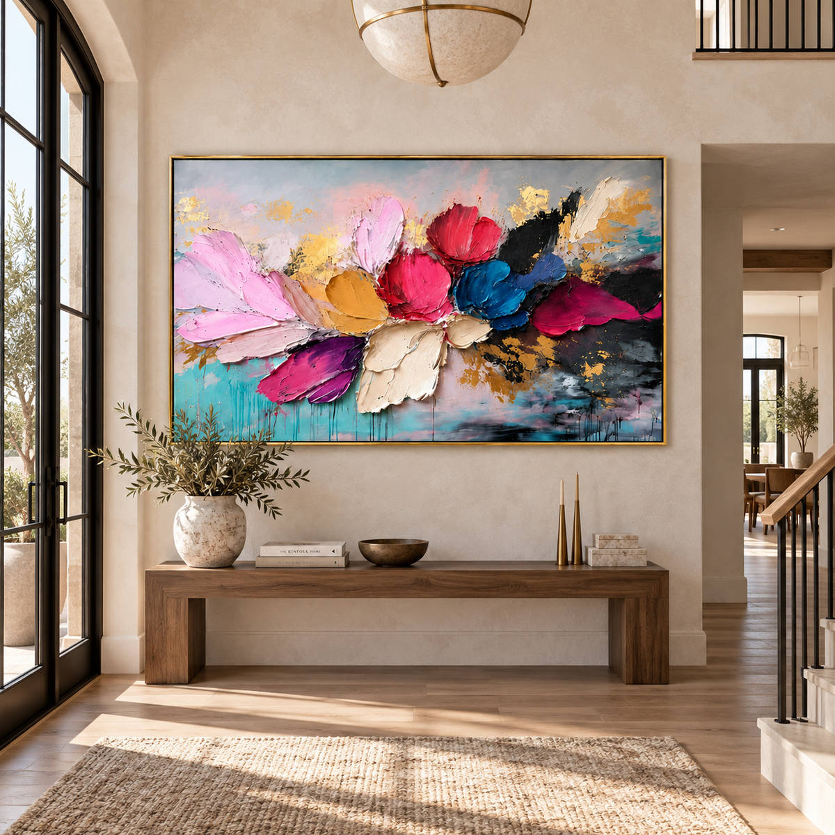 Blooming Harmony-Colorful Floral Abstract Painting