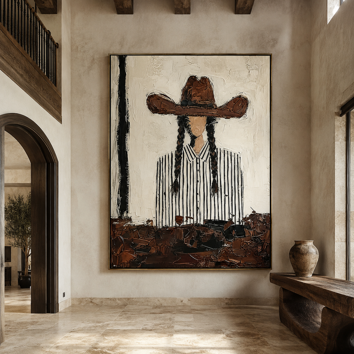 Braided Western-Cowgirl Portrait Painting