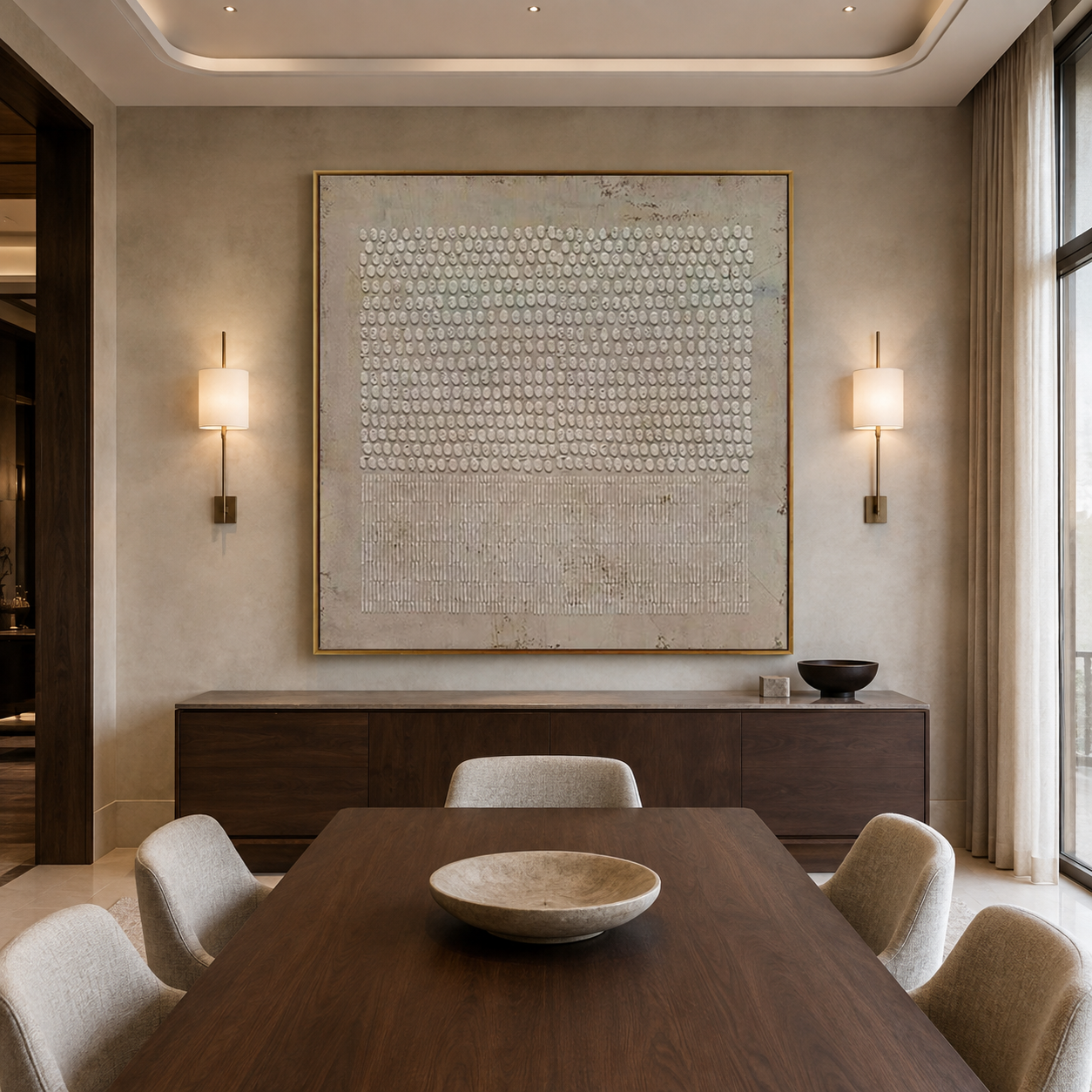Stone Code-Gray Textured Geometric Abstract Painting