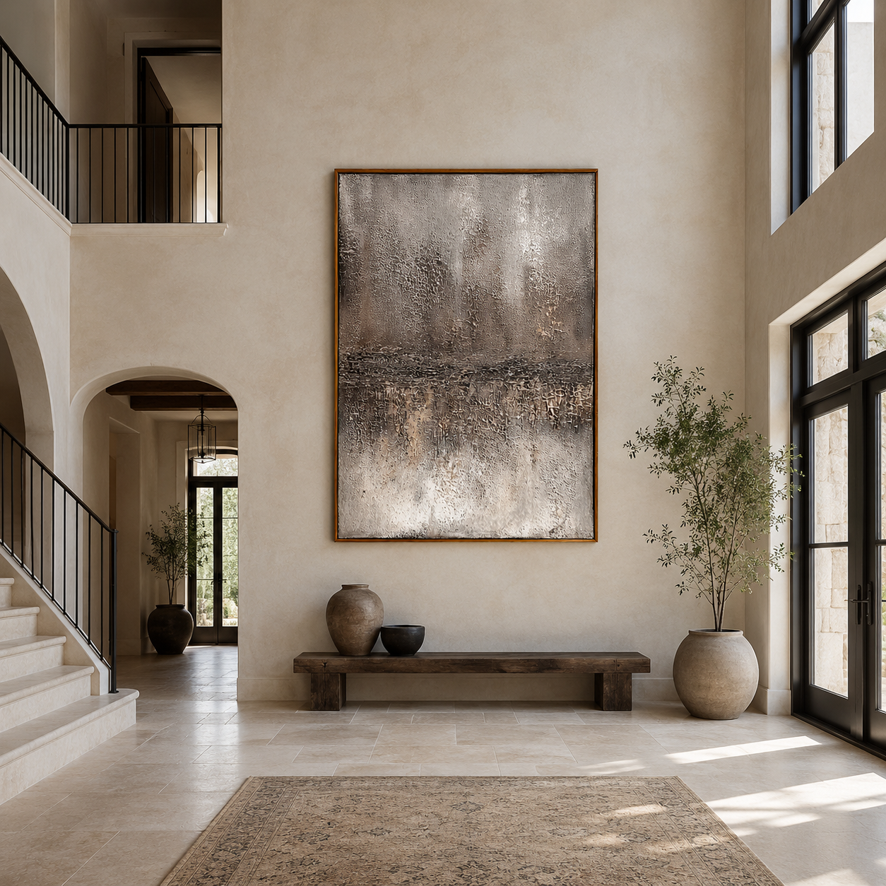 Silver Horizon-Metallic Neutral Abstract Painting
