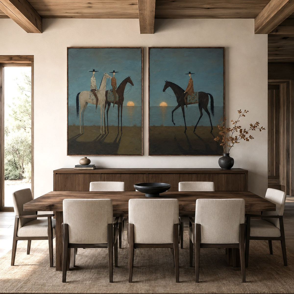 Golden Dusk-Sunset Cowboy Oil Painting Set