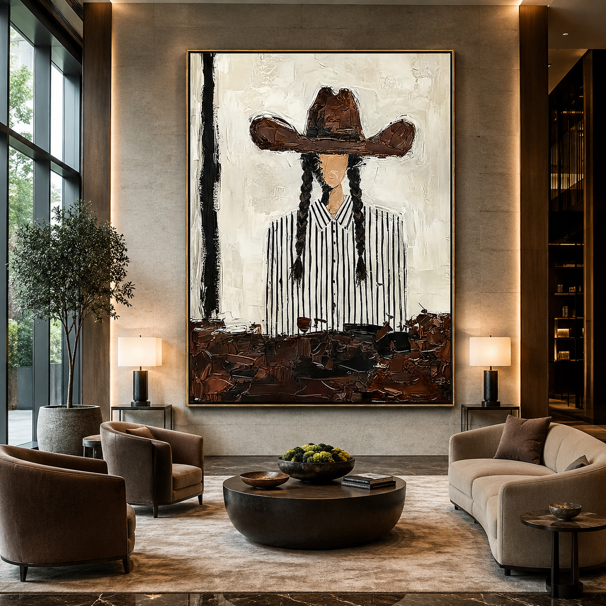 Braided Western-Cowgirl Portrait Painting
