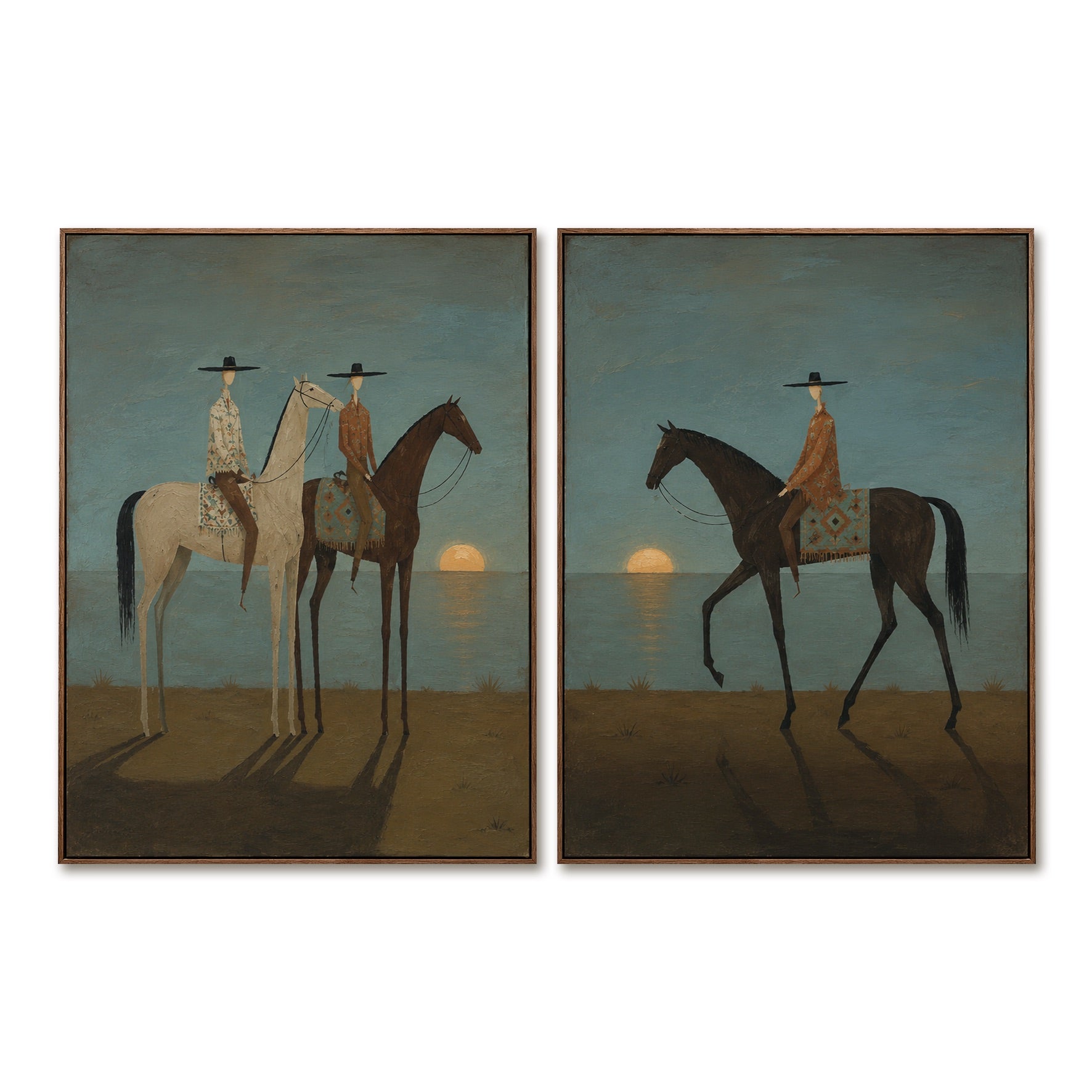 Golden Dusk-Sunset Cowboy Oil Painting Set