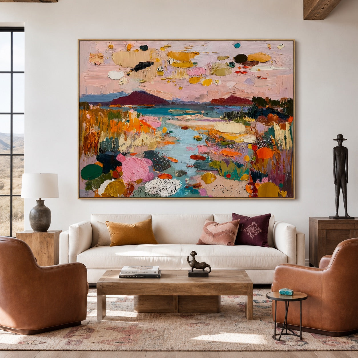 Chromatic Shore-Colorful Abstract Landscape Painting