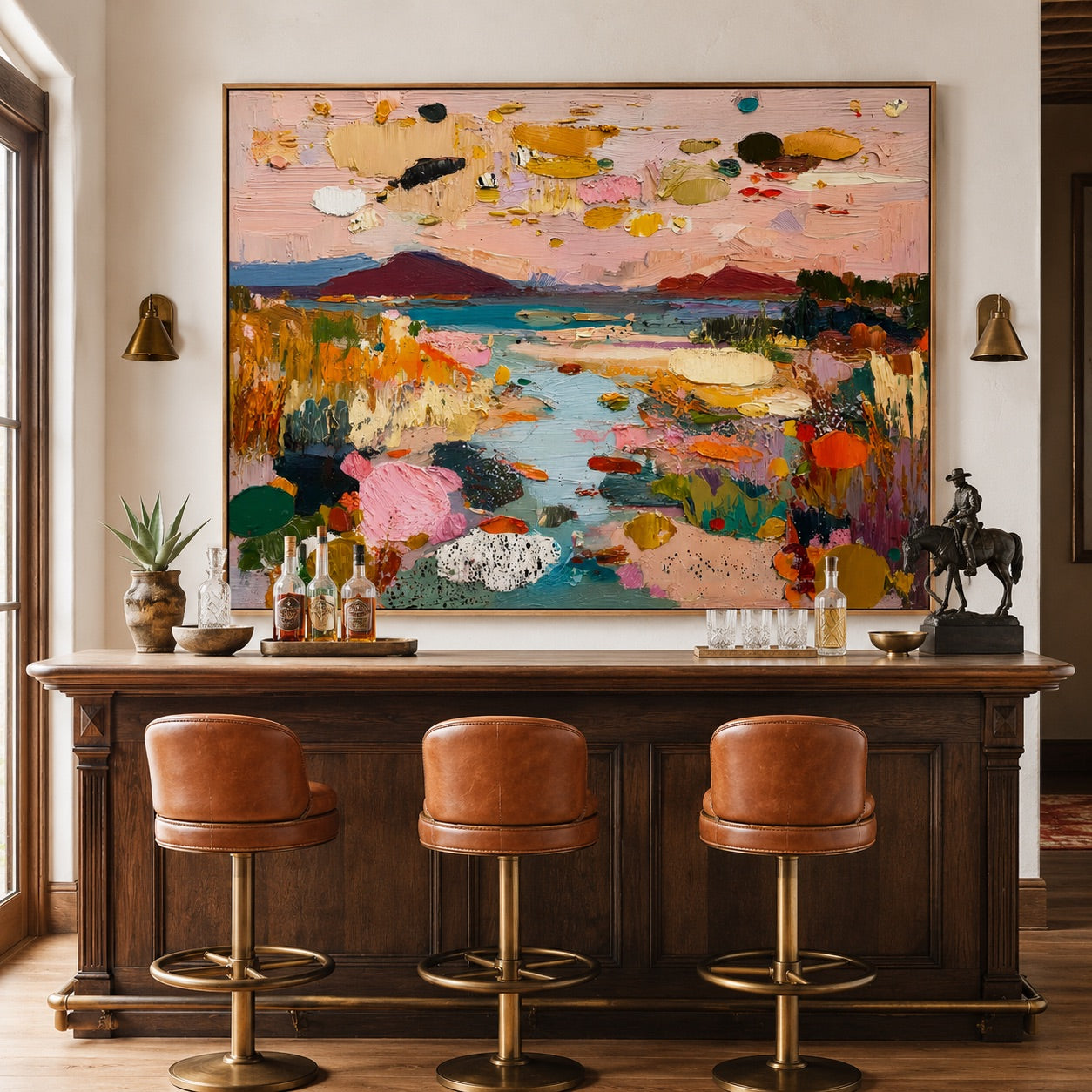 Chromatic Shore-Colorful Abstract Landscape Painting