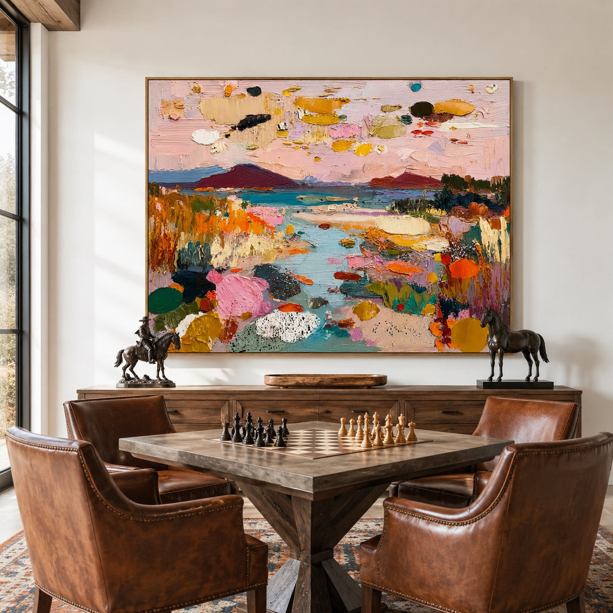 Chromatic Shore-Colorful Abstract Landscape Painting