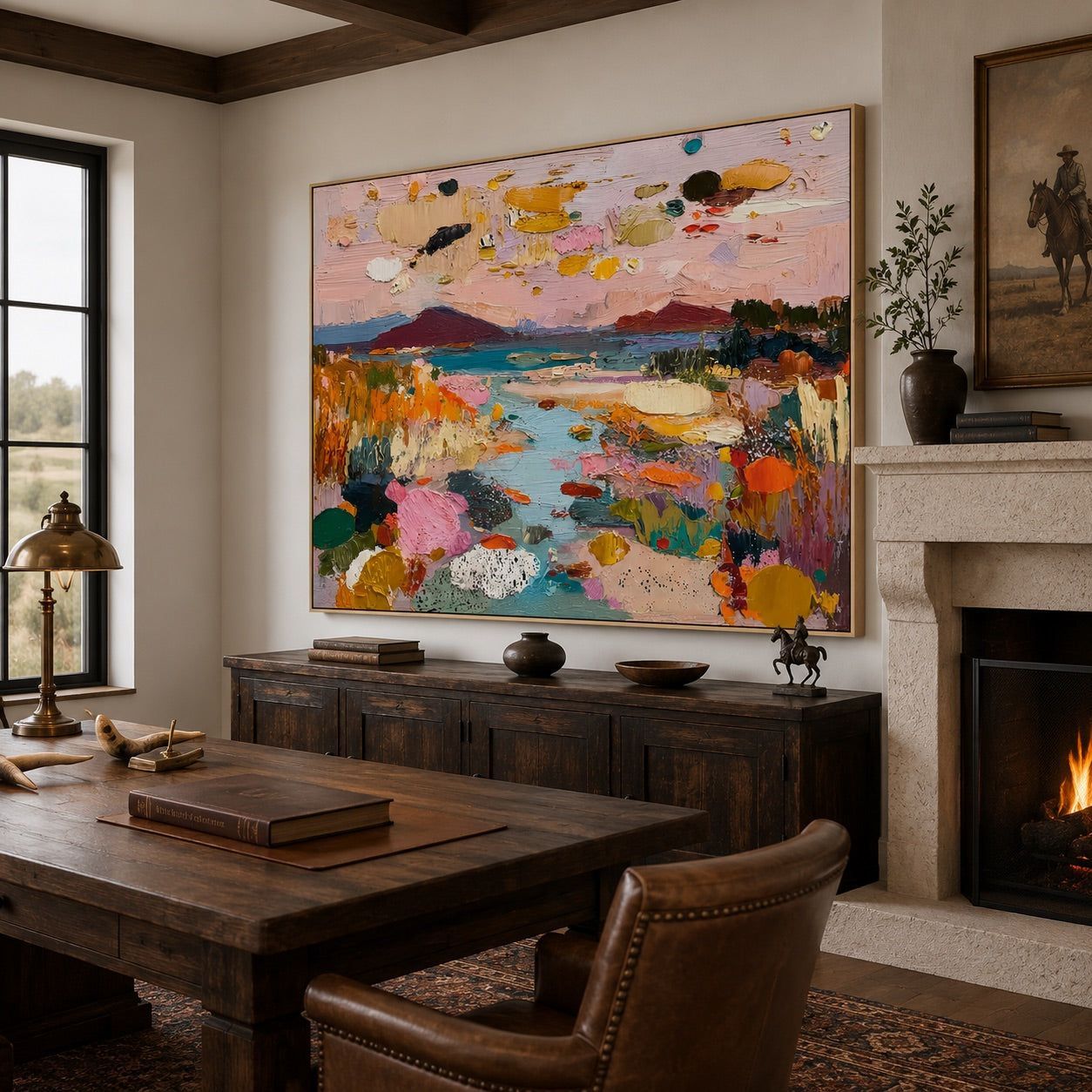 Chromatic Shore-Colorful Abstract Landscape Painting