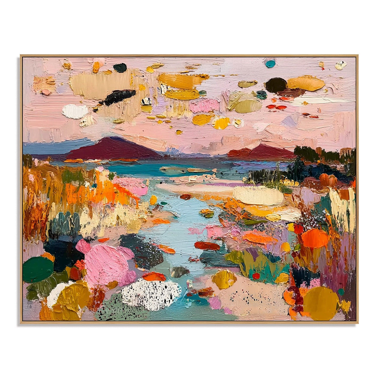 Chromatic Shore-Colorful Abstract Landscape Painting