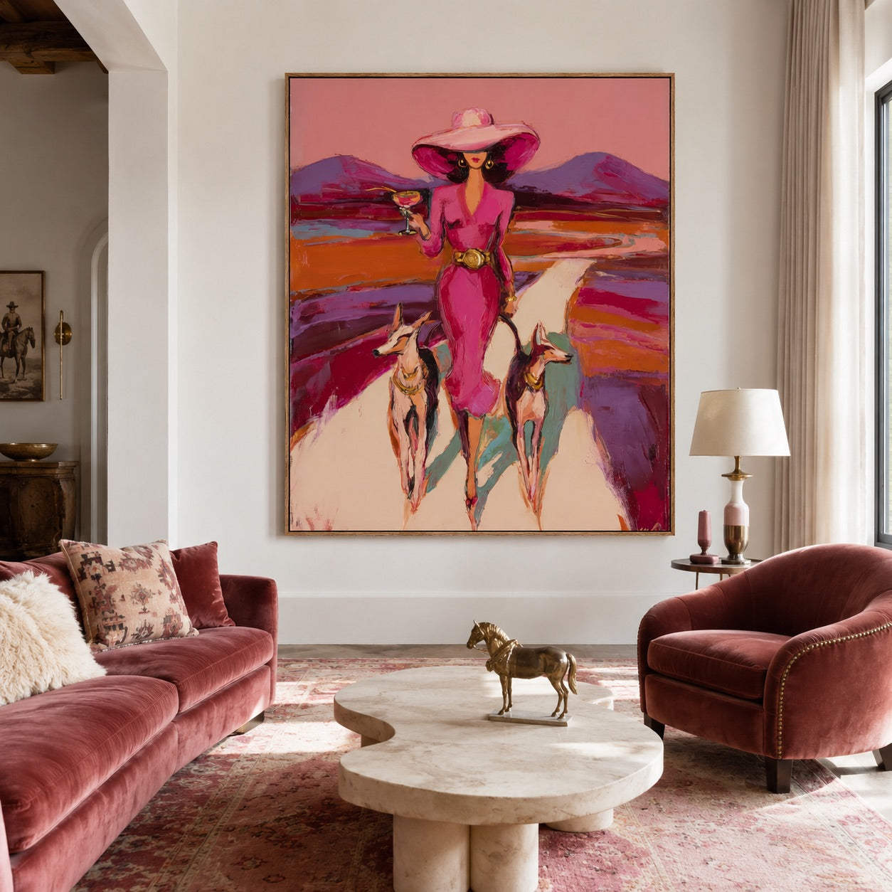 Desert Rosé-Pink Cowgirl Painting