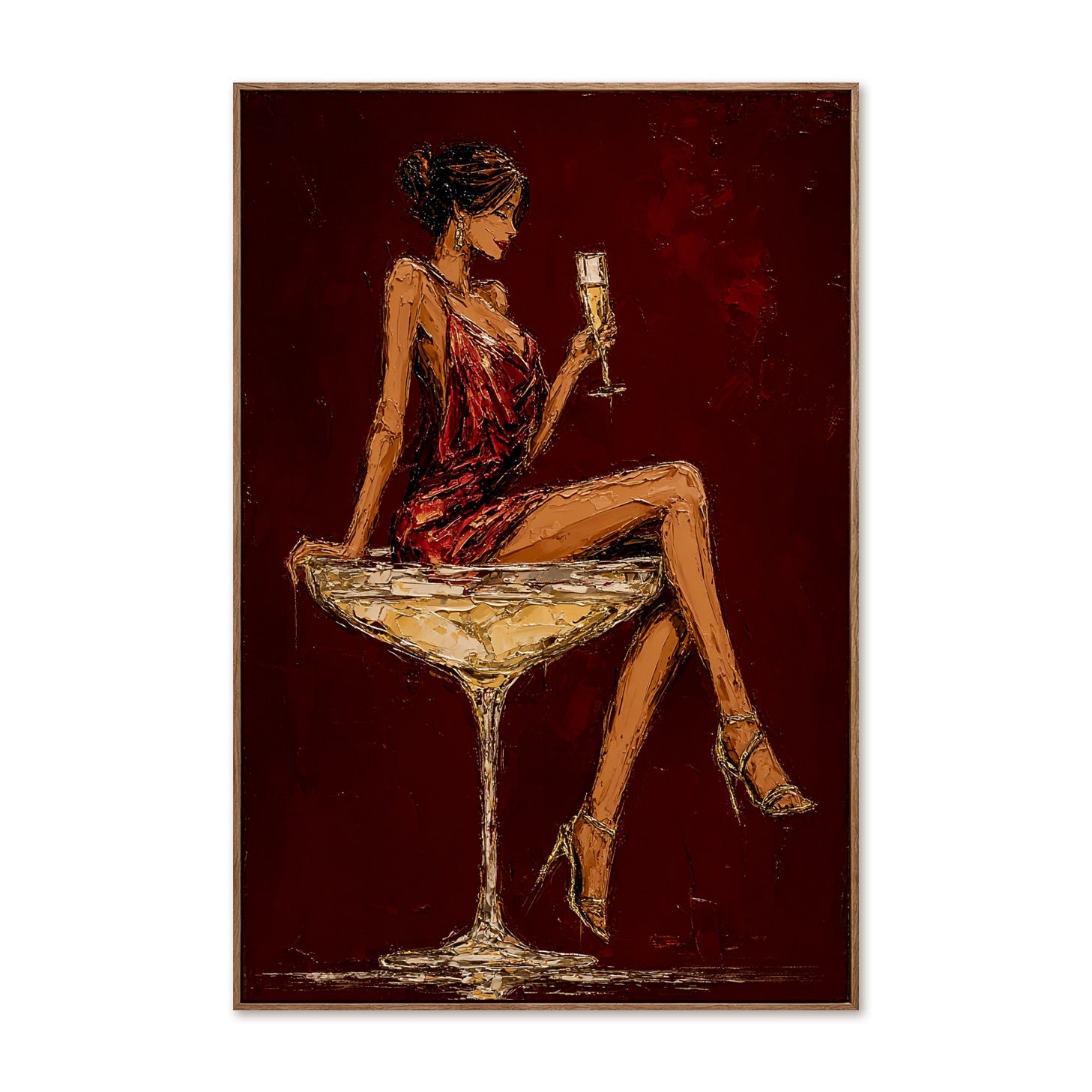 Crimson Toast-Champagne Fashion Figure Painting