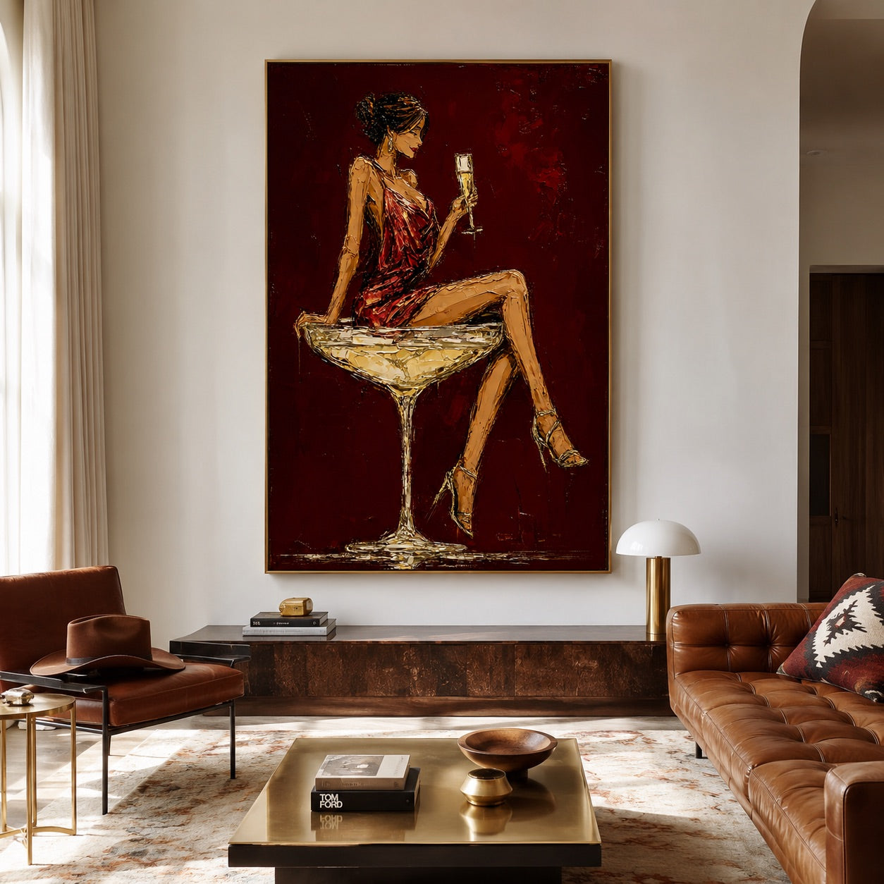 Crimson Toast-Champagne Fashion Figure Painting