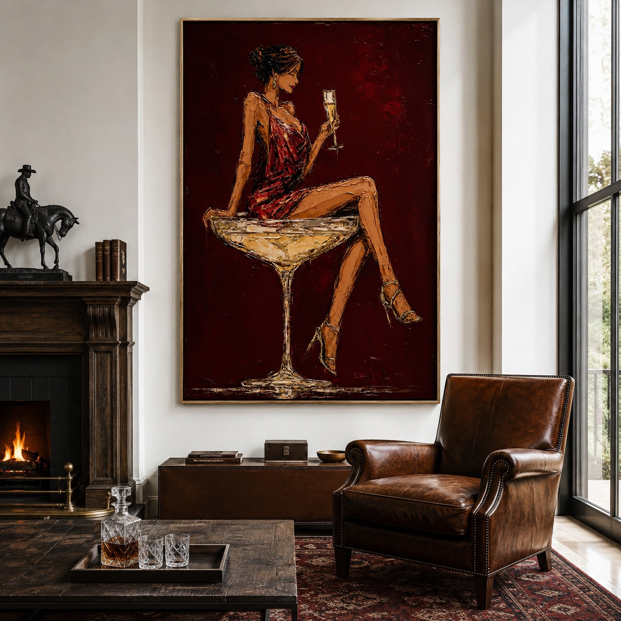 Crimson Toast-Champagne Fashion Figure Painting