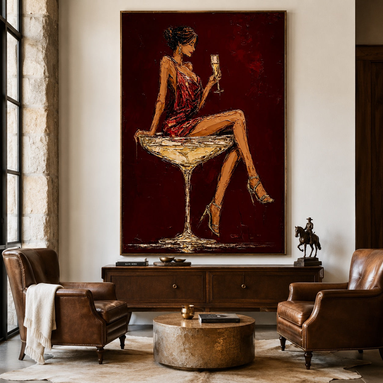 Crimson Toast-Champagne Fashion Figure Painting