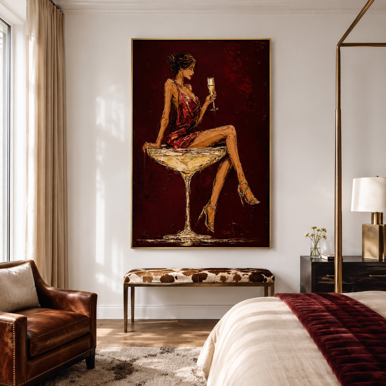 Crimson Toast-Champagne Fashion Figure Painting
