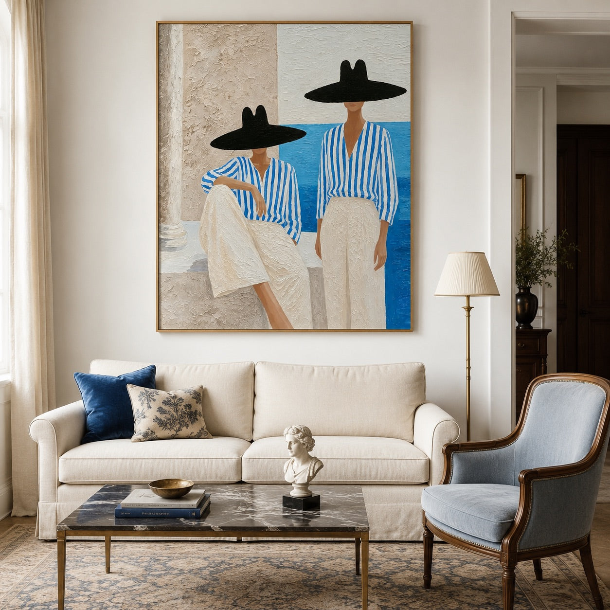 Azure Poise-Coastal Fashion Figure Painting