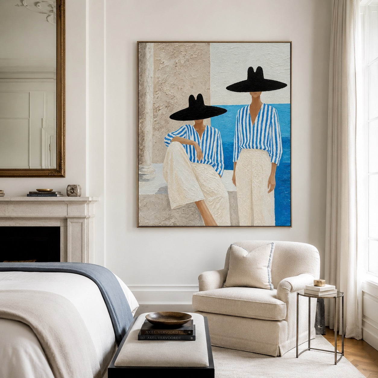 Azure Poise-Coastal Fashion Figure Painting