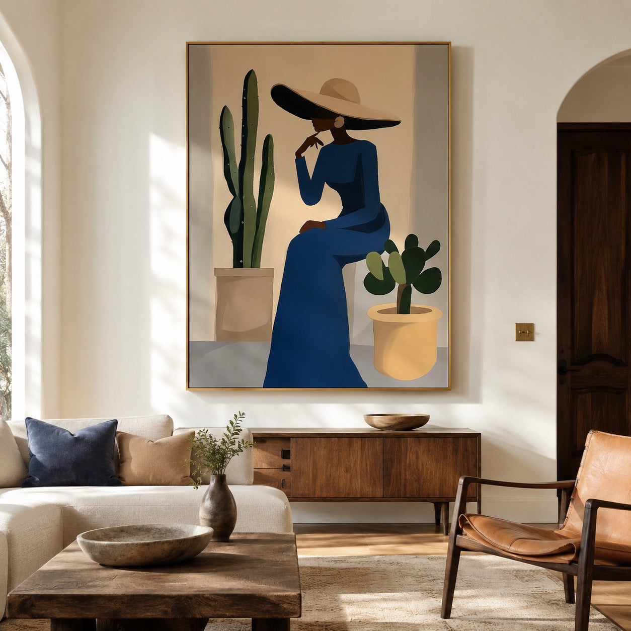 Desert Muse-Navy Blue Fashion Figure Painting