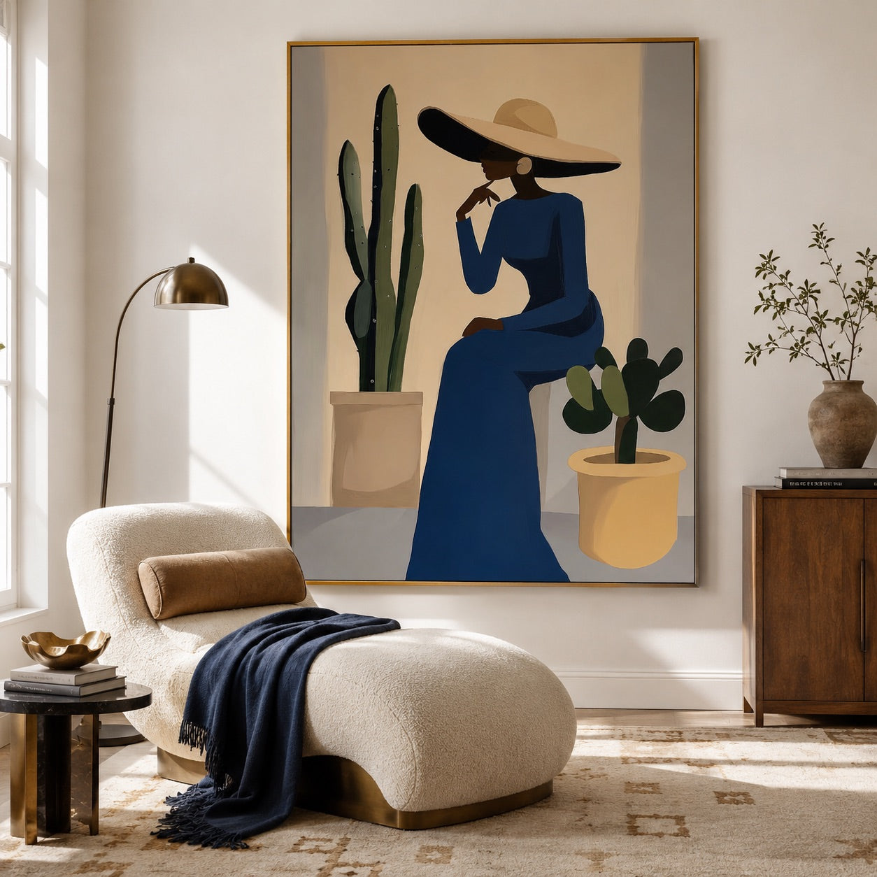 Desert Muse-Navy Blue Fashion Figure Painting