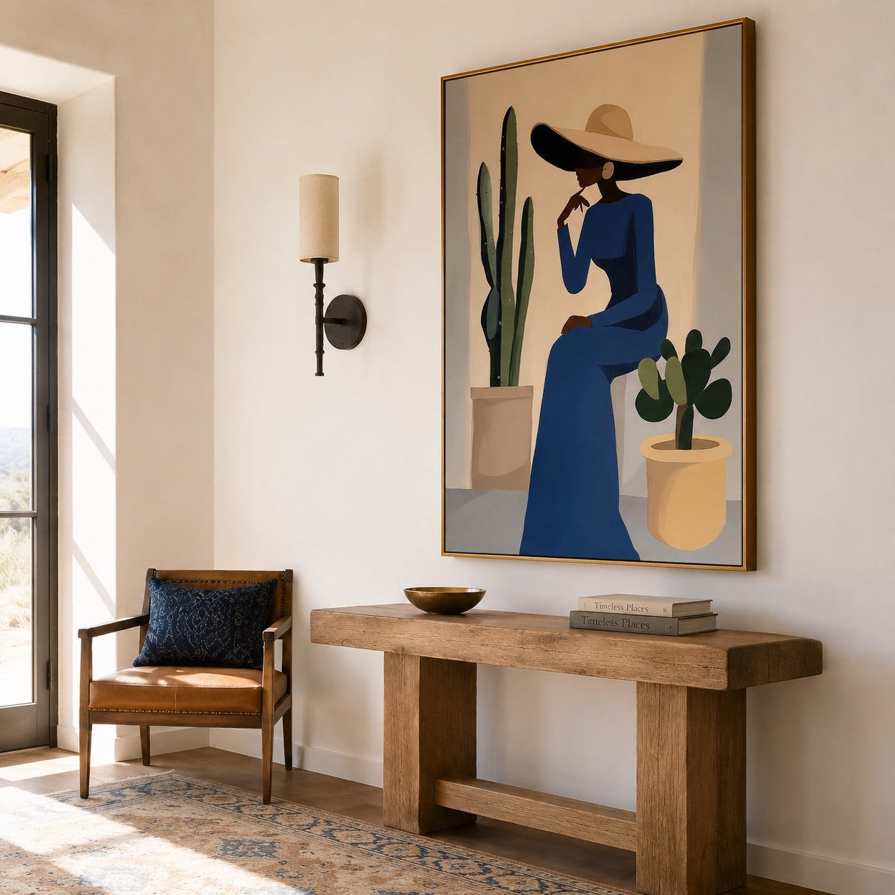 Desert Muse-Navy Blue Fashion Figure Painting