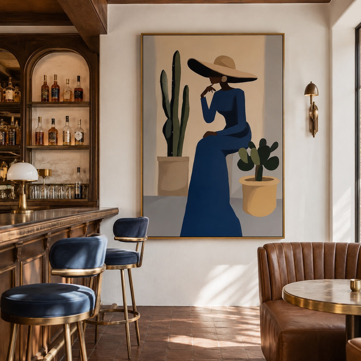 Desert Muse-Navy Blue Fashion Figure Painting