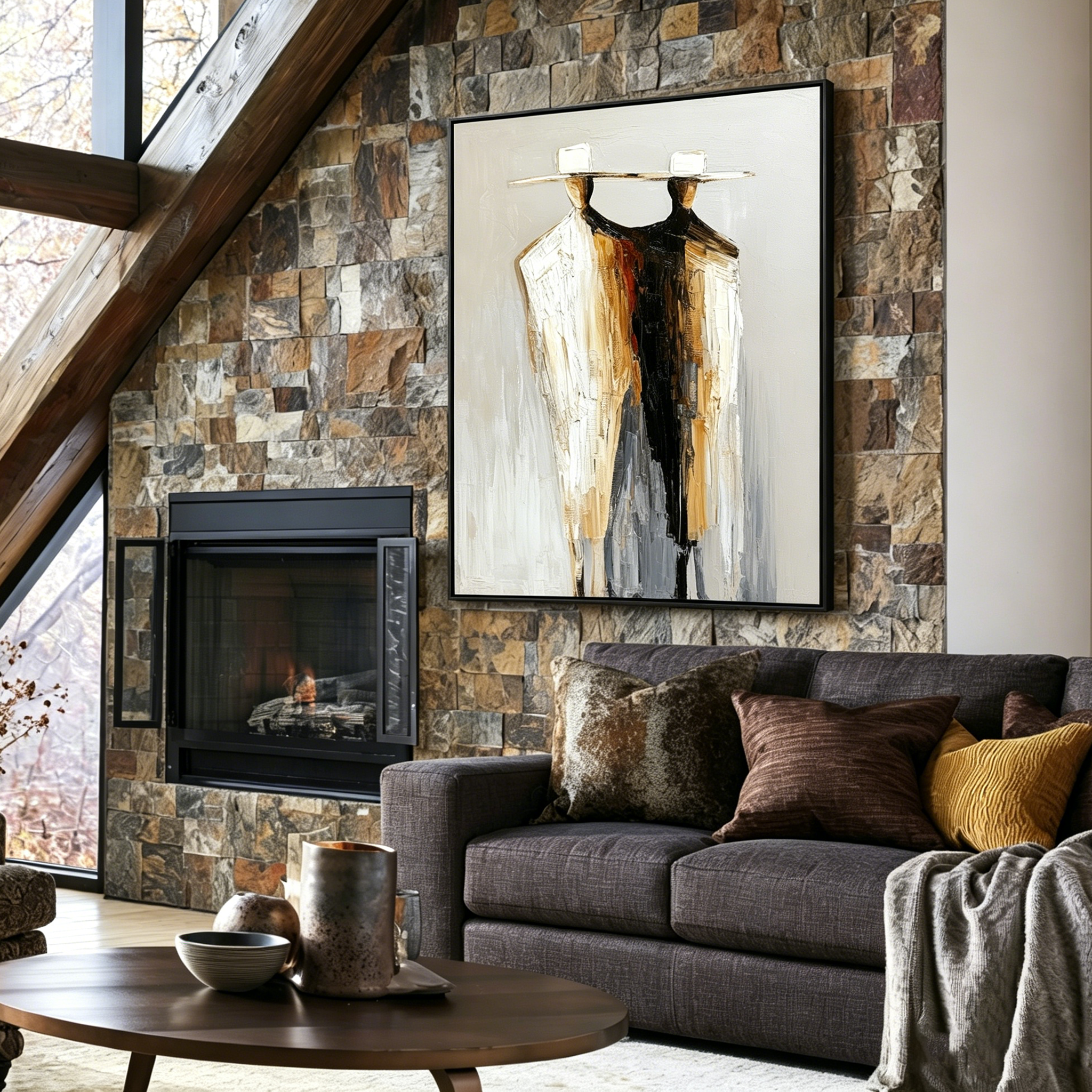Twin Horizon-Minimalist Western Figure Oil Painting