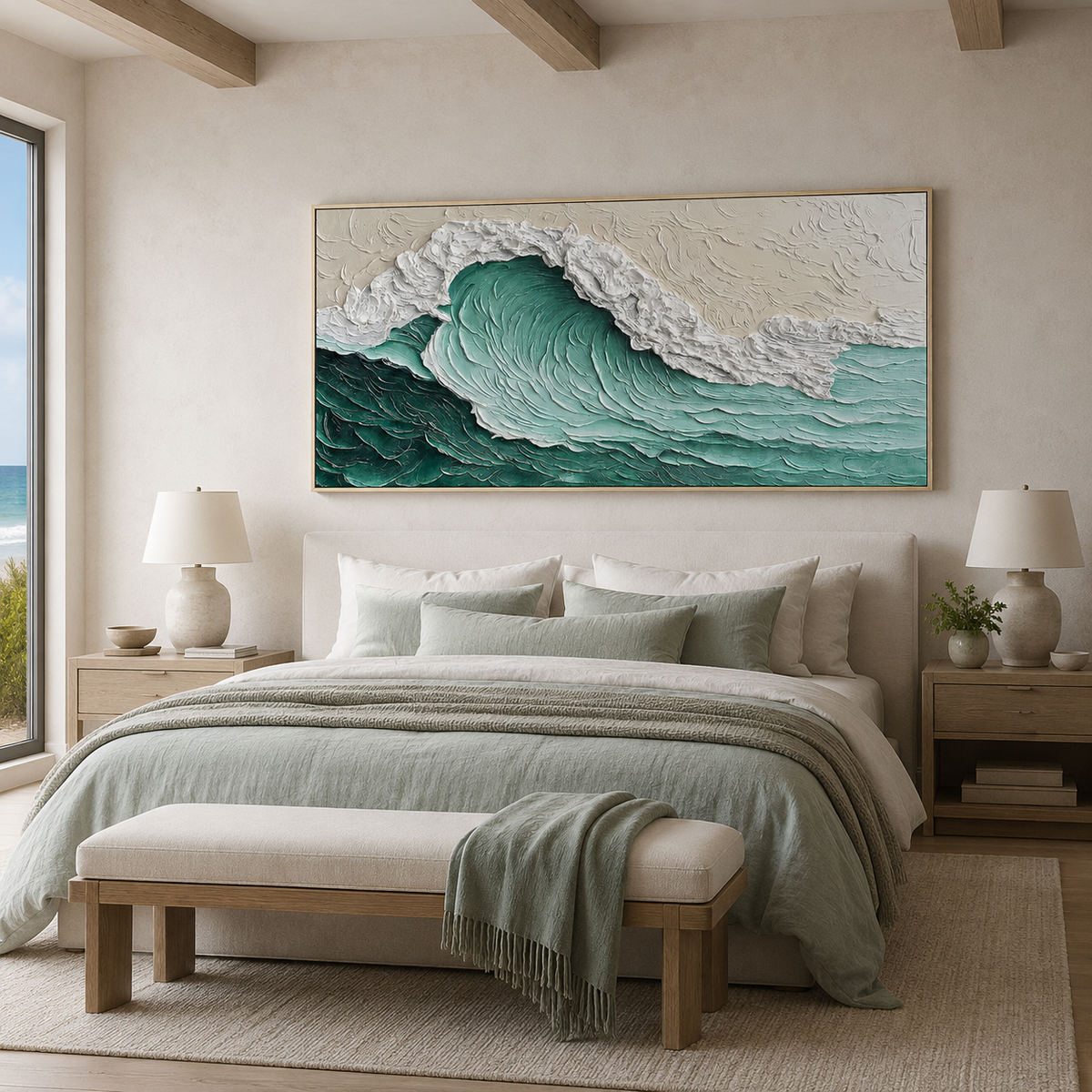 Ocean Surge Wave-Textured Coastal Wall Art