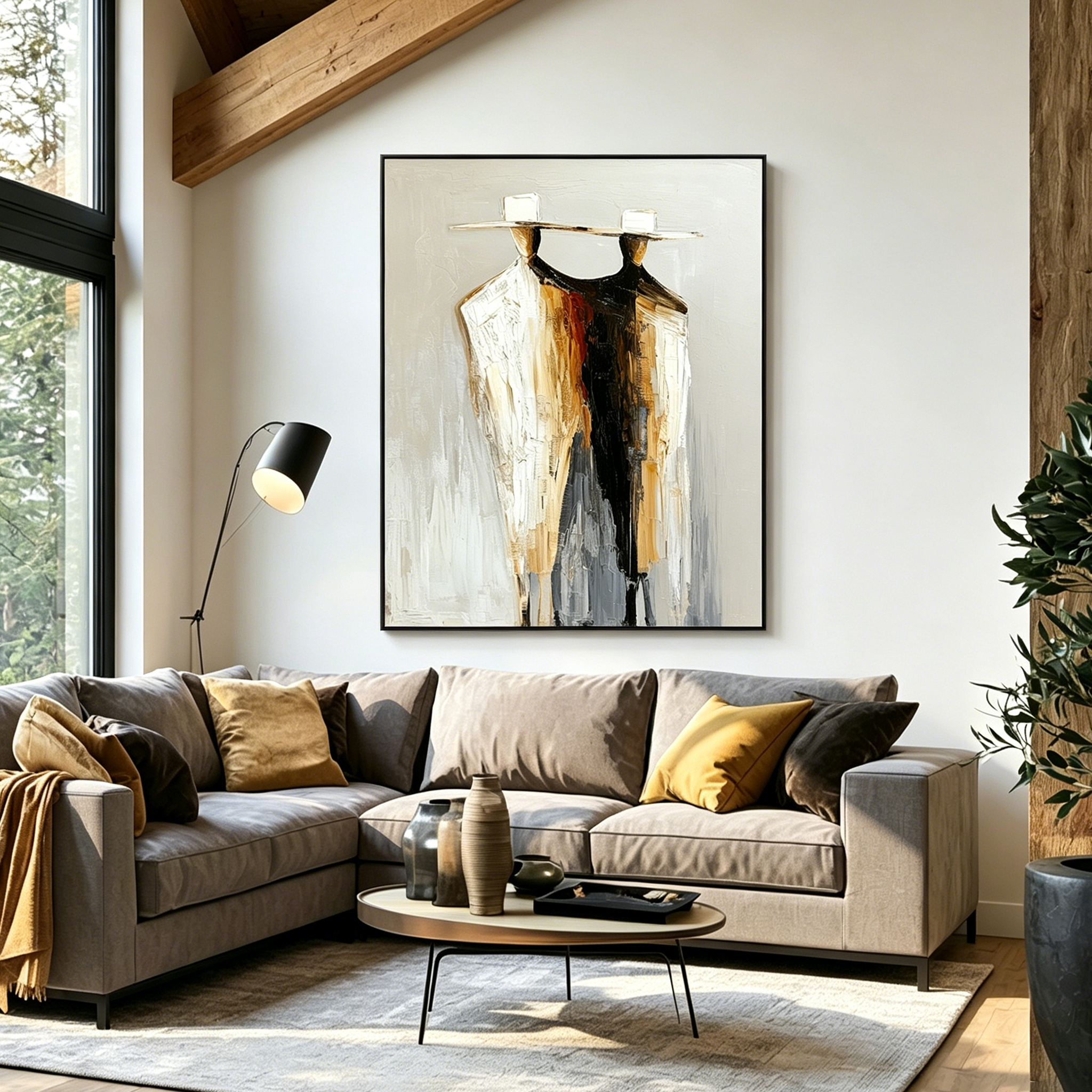 Twin Horizon-Minimalist Western Figure Oil Painting